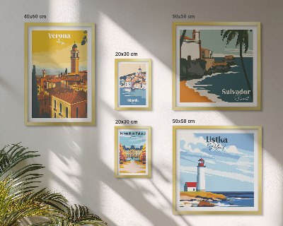 Conjunto de cuadros decorativos Paisajes urbanos con faroles