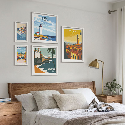 Conjunto de cuadros decorativos Paisajes urbanos con faroles