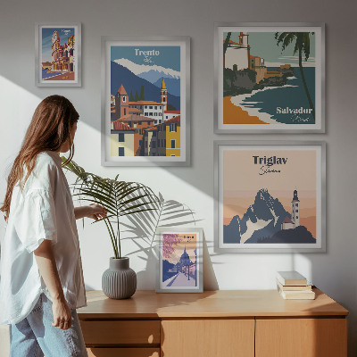 Set de 5 cuadros para salón Paisajes urbanos europeos