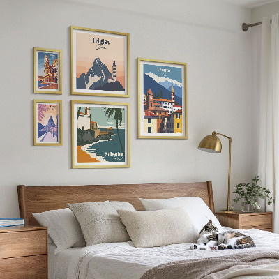 Set de 5 cuadros para salón Paisajes urbanos europeos