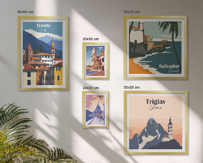 Set de 5 cuadros para salón Paisajes urbanos europeos