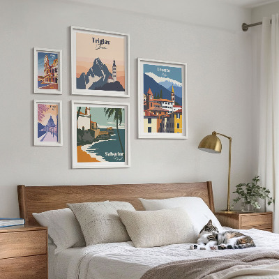 Set de 5 cuadros para salón Paisajes urbanos europeos