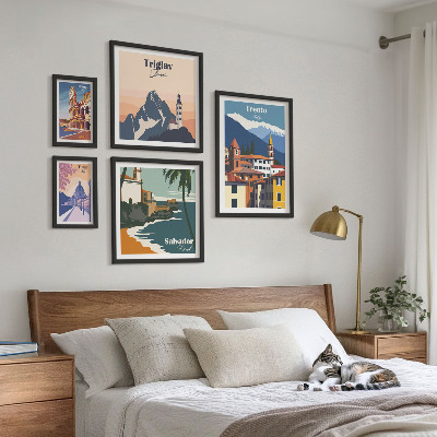 Set de 5 cuadros para salón Paisajes urbanos europeos