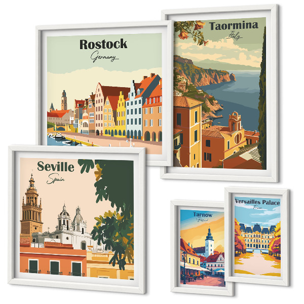Conjunto de cuadros decorativos Paisajes de ciudades europeas