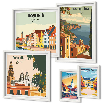 Conjunto de cuadros decorativos Paisajes de ciudades europeas