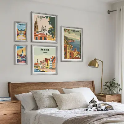 Conjunto de cuadros decorativos con paisajes de ciudades europeas