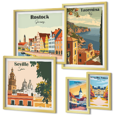 Conjunto de cuadros decorativos Paisajes de ciudades europeas