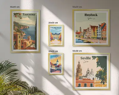 Conjunto de cuadros decorativos con paisajes de ciudades europeas