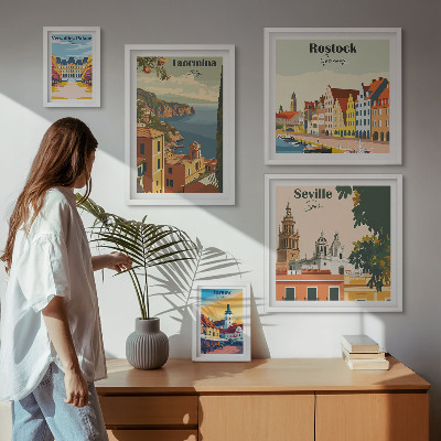 Conjunto de cuadros decorativos Paisajes de ciudades europeas