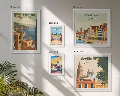 Conjunto de cuadros decorativos con paisajes de ciudades europeas
