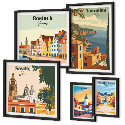 Conjunto de cuadros decorativos Paisajes de ciudades europeas