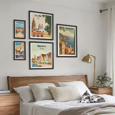 Conjunto de cuadros decorativos con paisajes de ciudades europeas