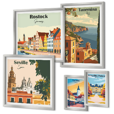 Conjunto de cuadros decorativos Paisajes de ciudades europeas