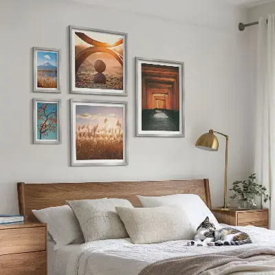 Set de 5 cuadros para salón con diseño de paisajes zen de la naturaleza