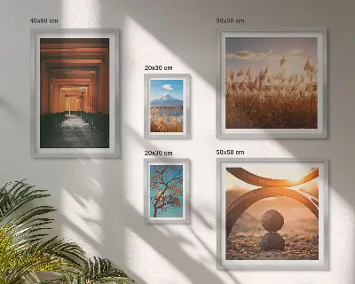 Set de 5 cuadros para salón con diseño de paisajes zen de la naturaleza