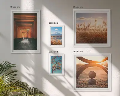 Set de 5 cuadros para salón con diseño de paisajes zen de la naturaleza