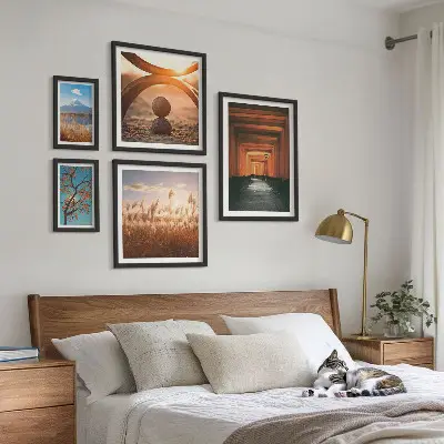 Set de 5 cuadros para salón con diseño de paisajes zen de la naturaleza