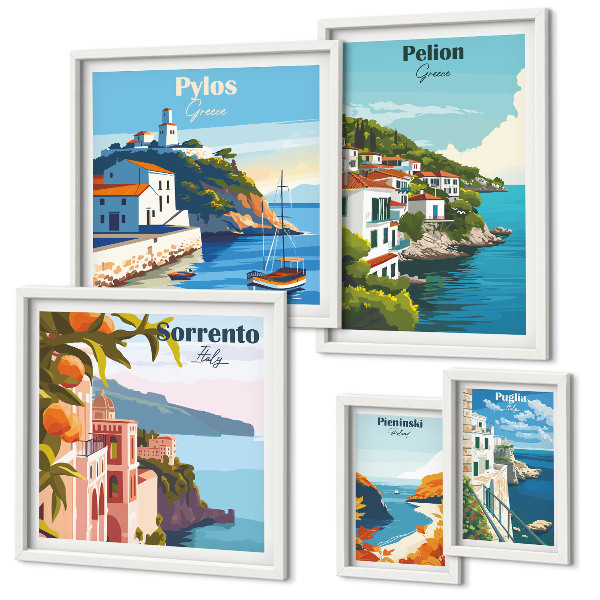 Conjunto de cuadros decorativos Paisajes de las islas griegas