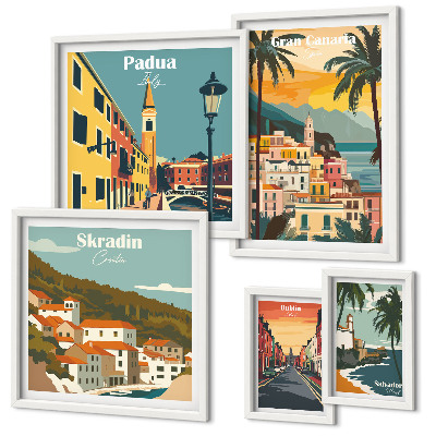 Conjunto de cuadros decorativos Paisajes de ciudades europeas