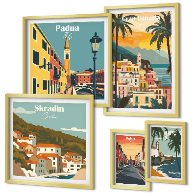 Conjunto de cuadros decorativos Paisajes de ciudades europeas