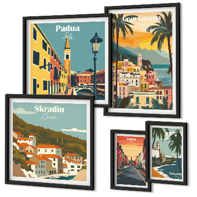 Conjunto de cuadros decorativos Paisajes de ciudades europeas