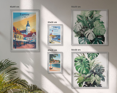 Set de 5 cuadros para salón flora de las ciudades costeras polacas
