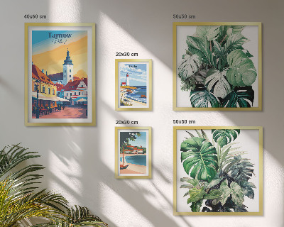 Set de 5 cuadros para salón flora de las ciudades costeras polacas