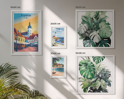 Set de 5 cuadros para salón flora de las ciudades costeras polacas