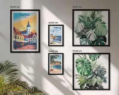 Set de 5 cuadros para salón con motivos de flora de ciudades costeras