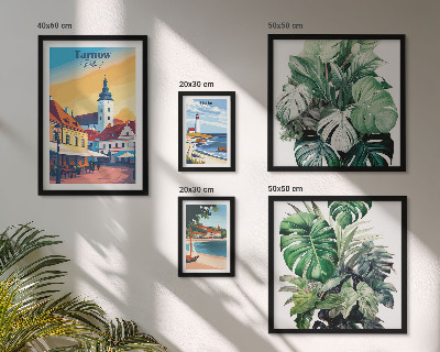 Set de 5 cuadros para salón flora de las ciudades costeras polacas