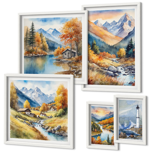 Pared galería de arte Faro de ríos de montaña