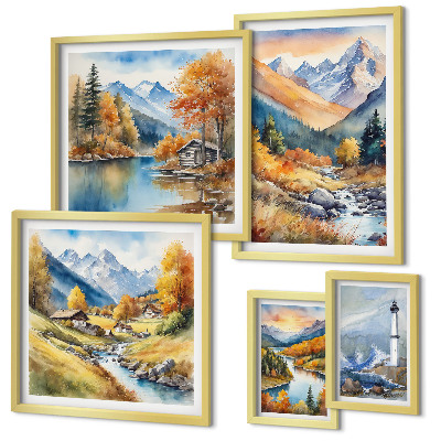 Pared galería de arte Faro de ríos de montaña