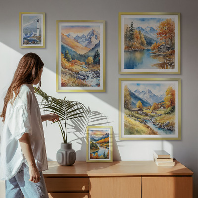 Pared galería de arte Faro de ríos de montaña