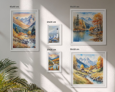 Pared galería de arte Faro de ríos de montaña