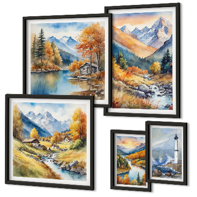 Pared galería de arte Faro de ríos de montaña