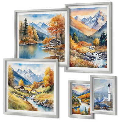 Pared galería de arte Faro de ríos de montaña