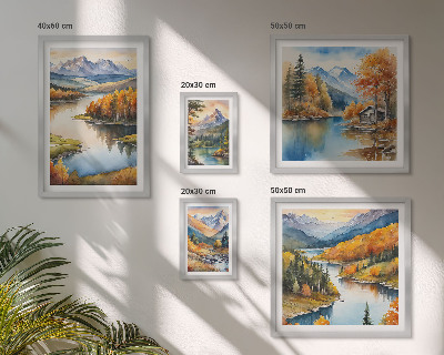 Conjunto de cuadros decorativos ríos de montaña árboles de otoño
