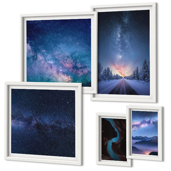 Conjunto de cuadros decorativos Paisajes nocturnos cósmicos