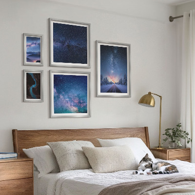 Conjunto de cuadros decorativos Paisajes nocturnos cósmicos
