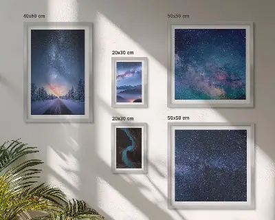 Conjunto de cuadros decorativos con diseño de paisajes nocturnos cósmicos