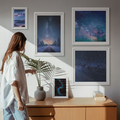 Conjunto de cuadros decorativos Paisajes nocturnos cósmicos