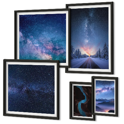 Conjunto de cuadros decorativos Paisajes nocturnos cósmicos