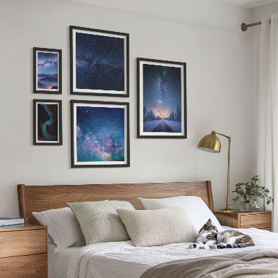 Conjunto de cuadros decorativos Paisajes nocturnos cósmicos