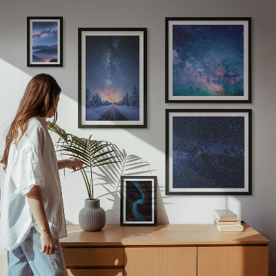 Conjunto de cuadros decorativos Paisajes nocturnos cósmicos