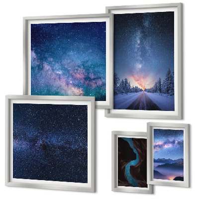 Conjunto de cuadros decorativos Paisajes nocturnos cósmicos