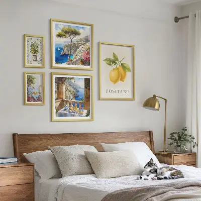 Conjunto de cuadros decorativos con diseño de toques cítricos al estilo mediterráneo
