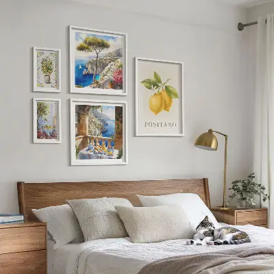 Conjunto de cuadros decorativos con diseño de toques cítricos al estilo mediterráneo