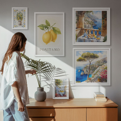 Conjunto de cuadros decorativos Toques cítricos al estilo mediterráneo