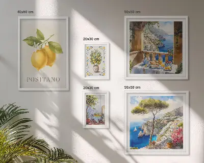 Conjunto de cuadros decorativos con diseño de toques cítricos al estilo mediterráneo