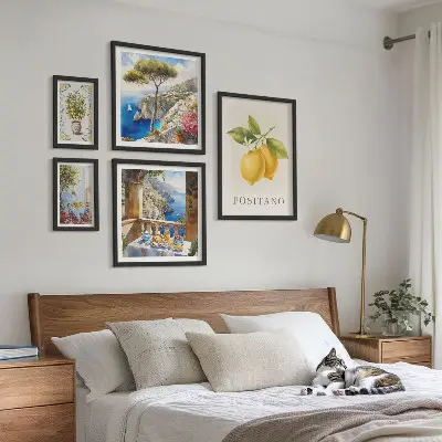 Conjunto de cuadros decorativos con diseño de toques cítricos al estilo mediterráneo